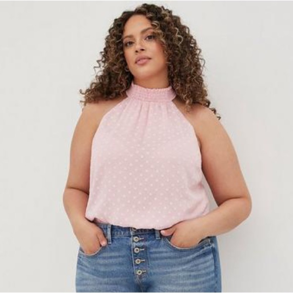 Torrid | Chiffon Clip Smocked Halter Tank